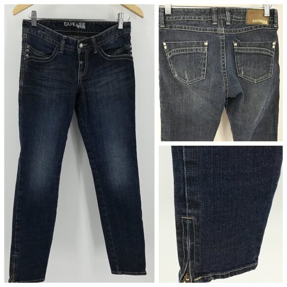 Express Skinny Jeans Size 0 Dark Wash - Picture 1 of 16